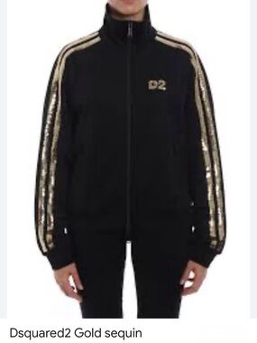 DSQUARED2 Black Jacket with Gold Sequin Stripes